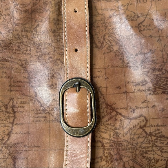 Patricia Nash Venezia Pouch Bag Signature Map Print Brown Leather - Picture 9 of 9